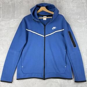 Nike Tech Sportswear Fleece Full Zip Hoodie Men L Dark Marina Blue CU4489-407